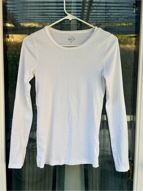 White Long Sleeve Crewneck Tee